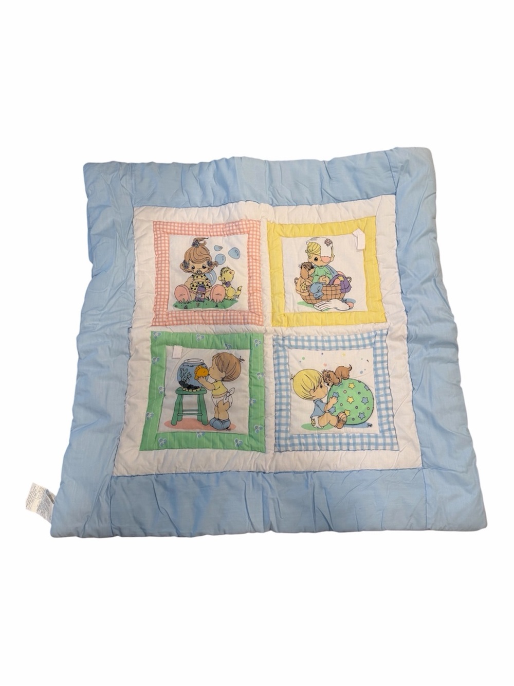 Vintage Precious Moments Pastel Baby Quilt 1999